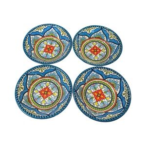 Certified International Nancy Green Vibrant Blue and Red Dinner Bowls